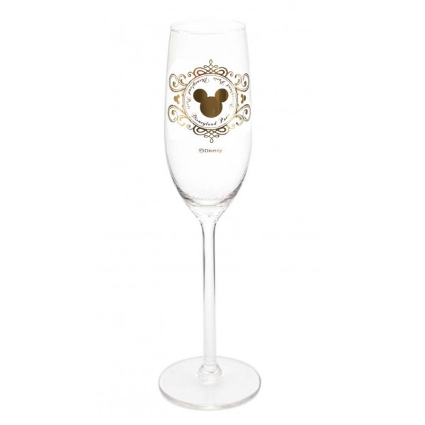 Golden Mickey Mouse stemmed Champagne glass, Arribas Collection