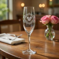 Minnie Mouse engraved Champagne Flute glass, by Arribas Disneyland Paris