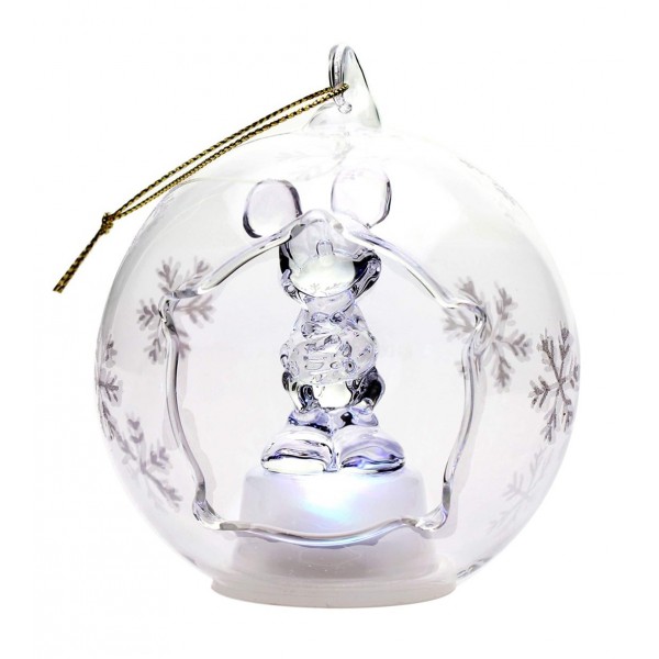 Mickey Illuminated Christmas Bauble, Arribas Glass Collection