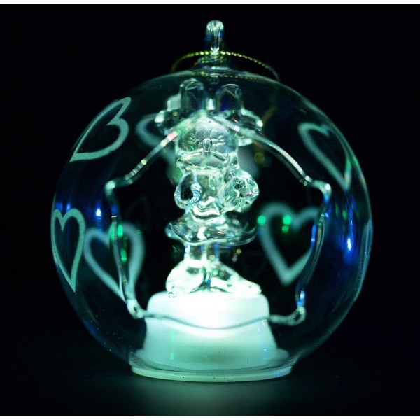 Minnie Illuminated Christmas Bauble, Arribas Glass Collection