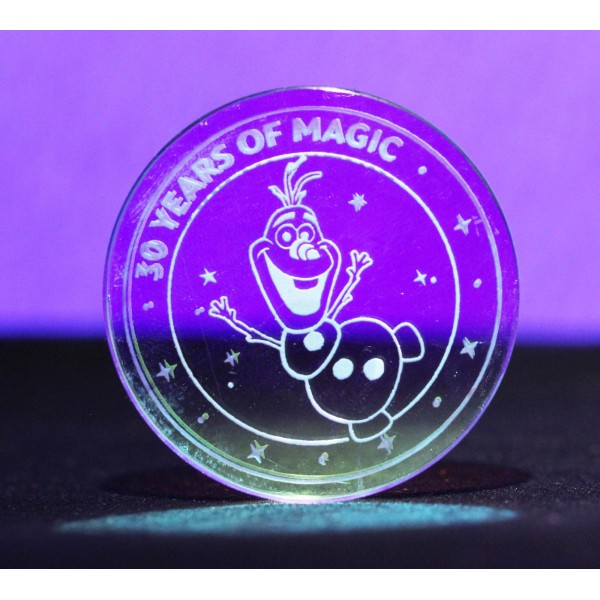 Disneyland Paris 30th anniversary Olaf glass coin, By Arribas