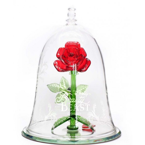 Glass Dome Rose Ornament Beauty and the Beast, Arribas Glass Collection (14cm)