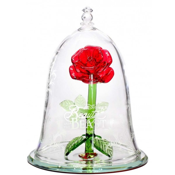 Glass Dome Rose Ornament Beauty and the Beast, Arribas Glass Collection (11cm)
