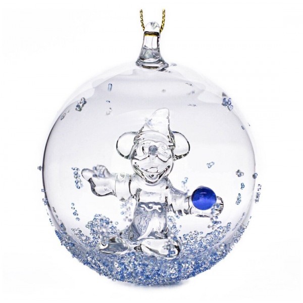 Mickey Fantasia Crystals Blue Christmas bauble, Arribas Glass Collection