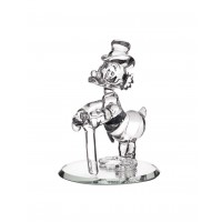 Uncle Scrooge glass figurine on mirror, by Arribas Glass Collection