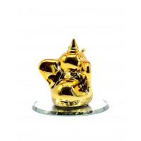 Dumbo Gold glass figurine on mirror, Arribas Glass Collection