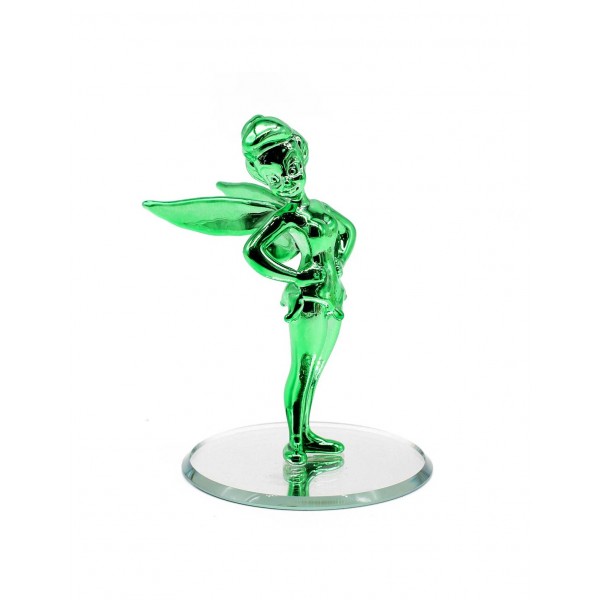 Tinkerbell Green glass figurine on mirror, Arribas Glass Collection