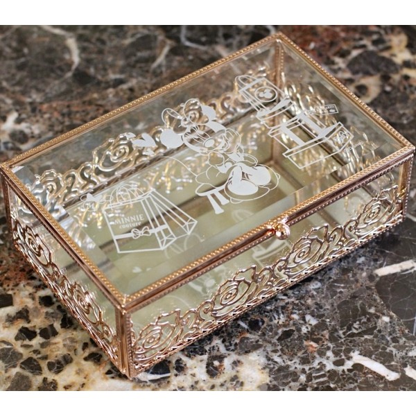Disneyland Paris Minnie rectangle glass jewellery box, by Arribas 