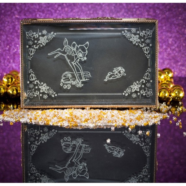 Bambi and Thumper rectangle-shaped glass jewellery box, by Arribas and Disneyland Paris