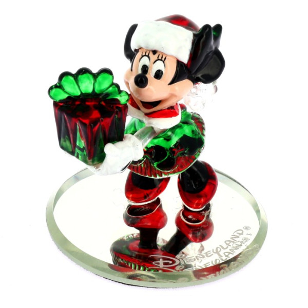 Minnie with Christmas Gift colour glass figure on mirror, by Arribas Minnie with Christmas Gift colour glass figure on mirror, by Arribas