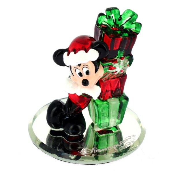 Mickey with Christmas Gifts colour glass figure on mirror, by Arribas Mickey with Christmas Gifts colour glass figure on mirror, by Arribas