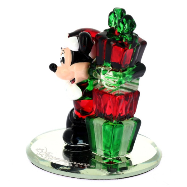 Mickey with Christmas Gifts colour glass figure on mirror, by Arribas Mickey with Christmas Gifts colour glass figure on mirror, by Arribas