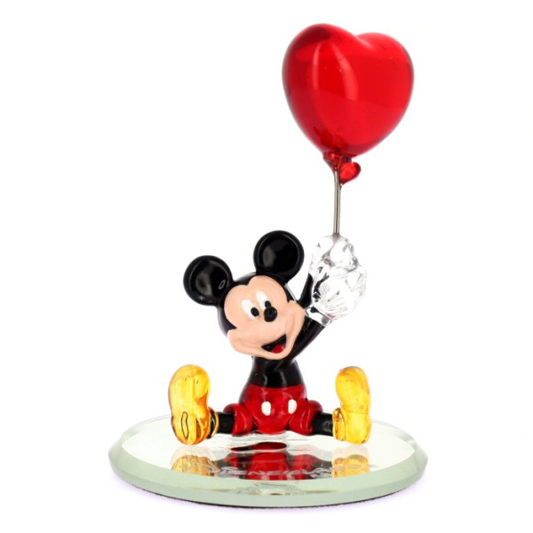 Mickey with Heart Balloon colour glass figure on mirror, by Arribas Mickey with Heart Balloon colour glass figure on mirror, by Arribas