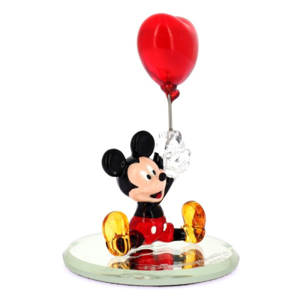 Mickey with Heart Balloon colour glass figure on mirror, by Arribas Mickey with Heart Balloon colour glass figure on mirror, by Arribas