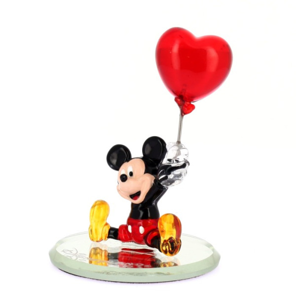 Mickey with Heart Balloon colour glass figure on mirror, by Arribas Mickey with Heart Balloon colour glass figure on mirror, by Arribas