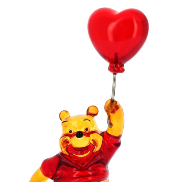 Winnie the Pooh with Heart Balloon colour glass figure on mirror, by Arribas Winnie the Pooh with Heart Balloon colour glass figure on mirror, by Arribas
