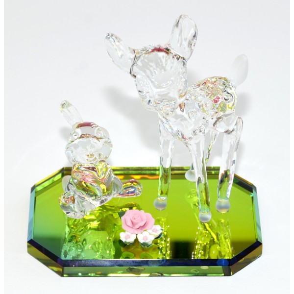 Bambi and Thumper on Glass base Figurine, Arribas Glass Collection  