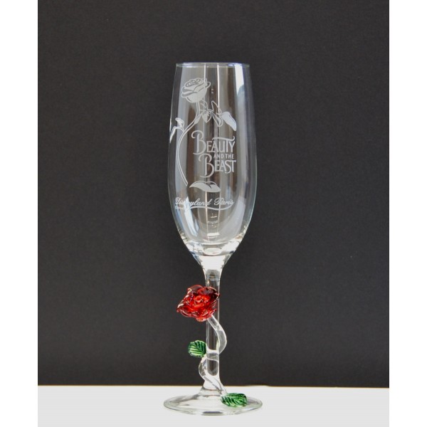 Beauty and the Beast Champagne Glass with Rose, Arribas Glass Collection