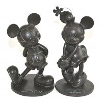 Disneyland Paris Mickey and Minnie bronze effect large figurine set