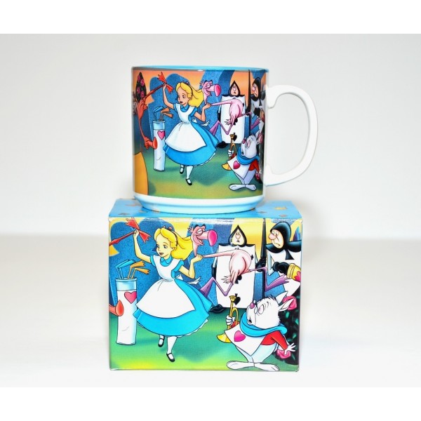 Vintage Alice in Wonderland and Queen of Hearts playing croquet mug