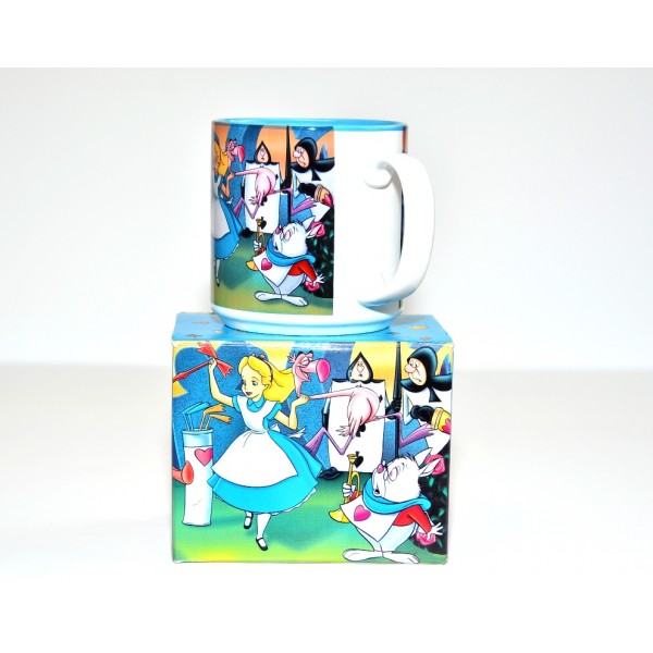 Vintage Alice in Wonderland and Queen of Hearts playing croquet mug
