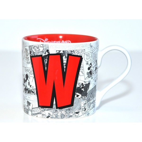 Mickey Mouse Comic-Style Print Mug with Letter W