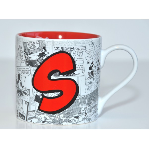 Mickey Mouse Comic-Style Print Mug with Letter S