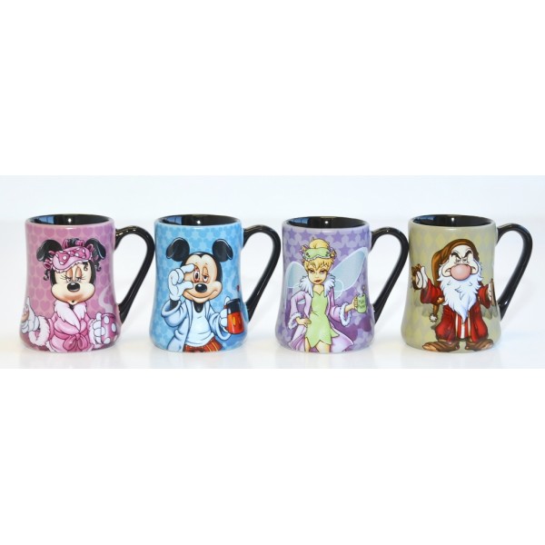 Mickey, Minnie, Tinker Bell and Grumpy Mornings espresso cup Set, Disneyland Paris 