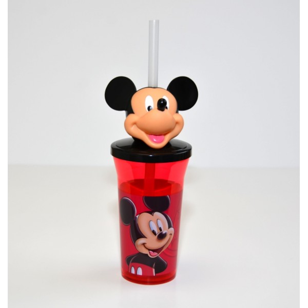 Mickey Mouse Head Cup with Straw