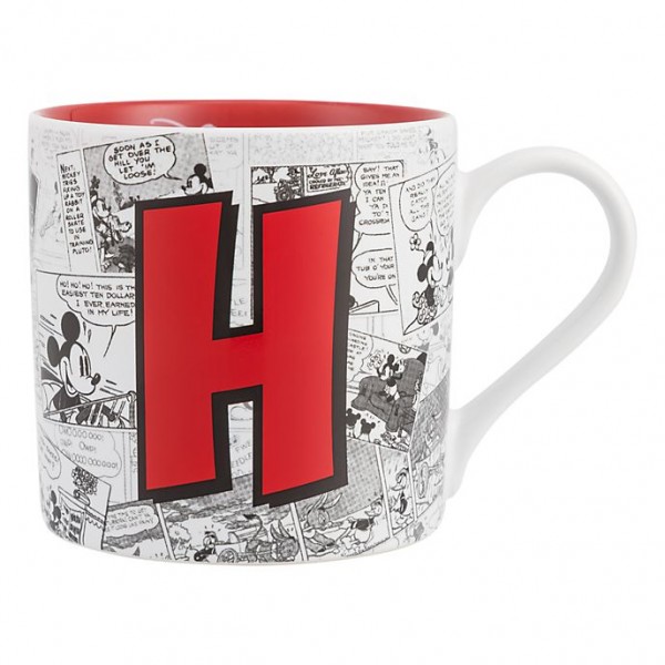 Mickey Mouse Comic-Style Print Mug with Letter H