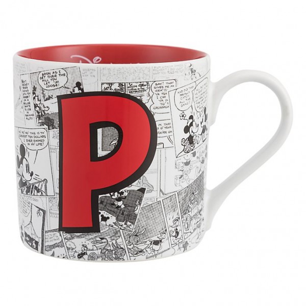 Mickey Mouse Comic-Style Print Mug with Letter P