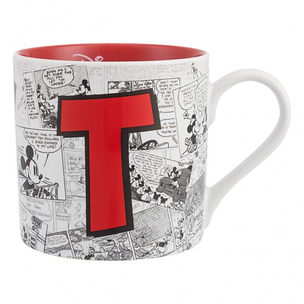 Mickey Mouse Comic-Style Print Mug with Letter T