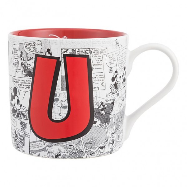 Mickey Mouse Comic-Style Print Mug with Letter U