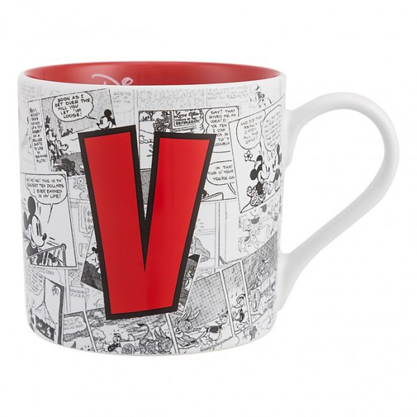 Mickey Mouse Comic-Style Print Mug with Letter V