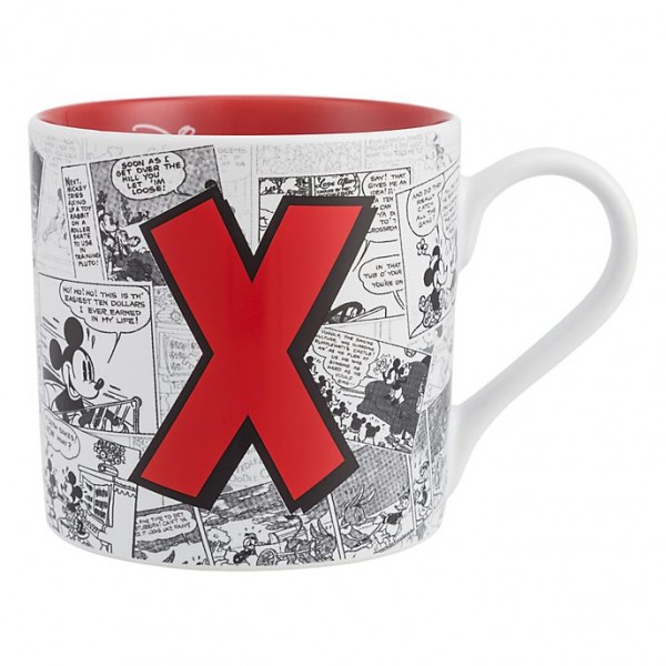 Mickey Mouse Comic-Style Print Mug with Letter X